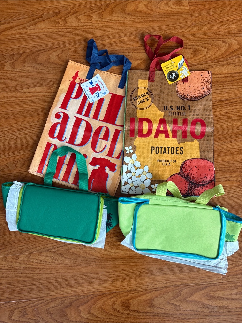4 Trader Joe's Reusable Bags - 2 insulated, 1 city and 1 state bag